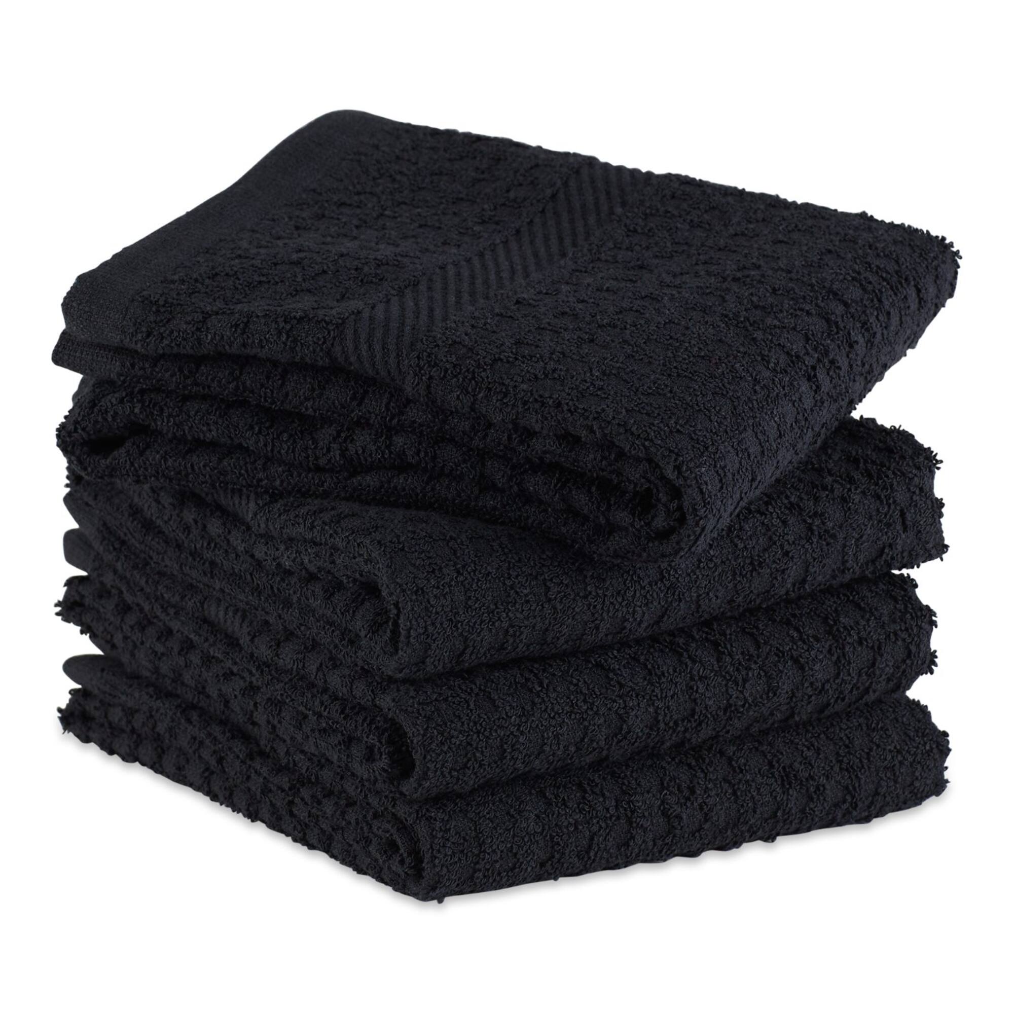 DII® Solid Black Waffle Terry Dishtowel, 4ct.